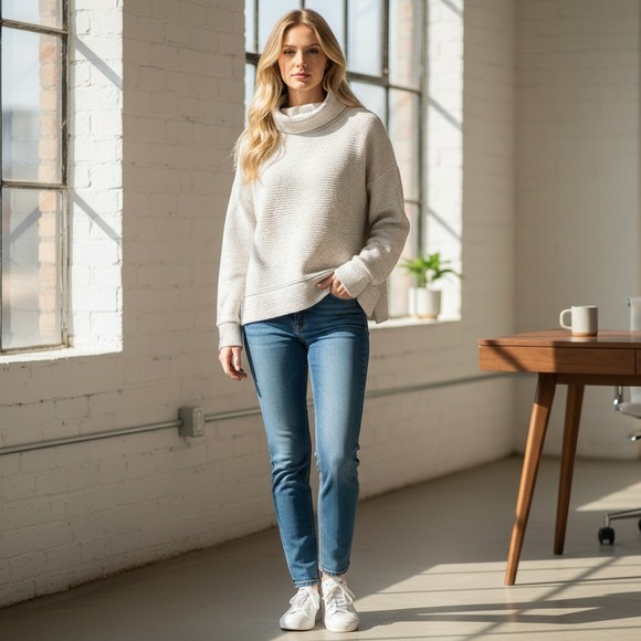 Calia Tops - Calia Athleisure Cowl Neck Textured Pullover Size M Cream Minimalist Gorpcore